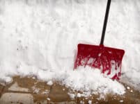 Snow Shovel In A Snow Bank