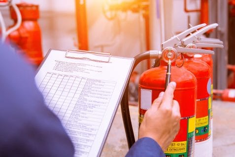 Engineer checking industrial fire control system,fire alarm controller, fire notifier, anti fire.system ready in the event of a fire.