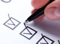 Check boxes on white paper