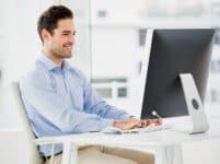 Businessman working on computer