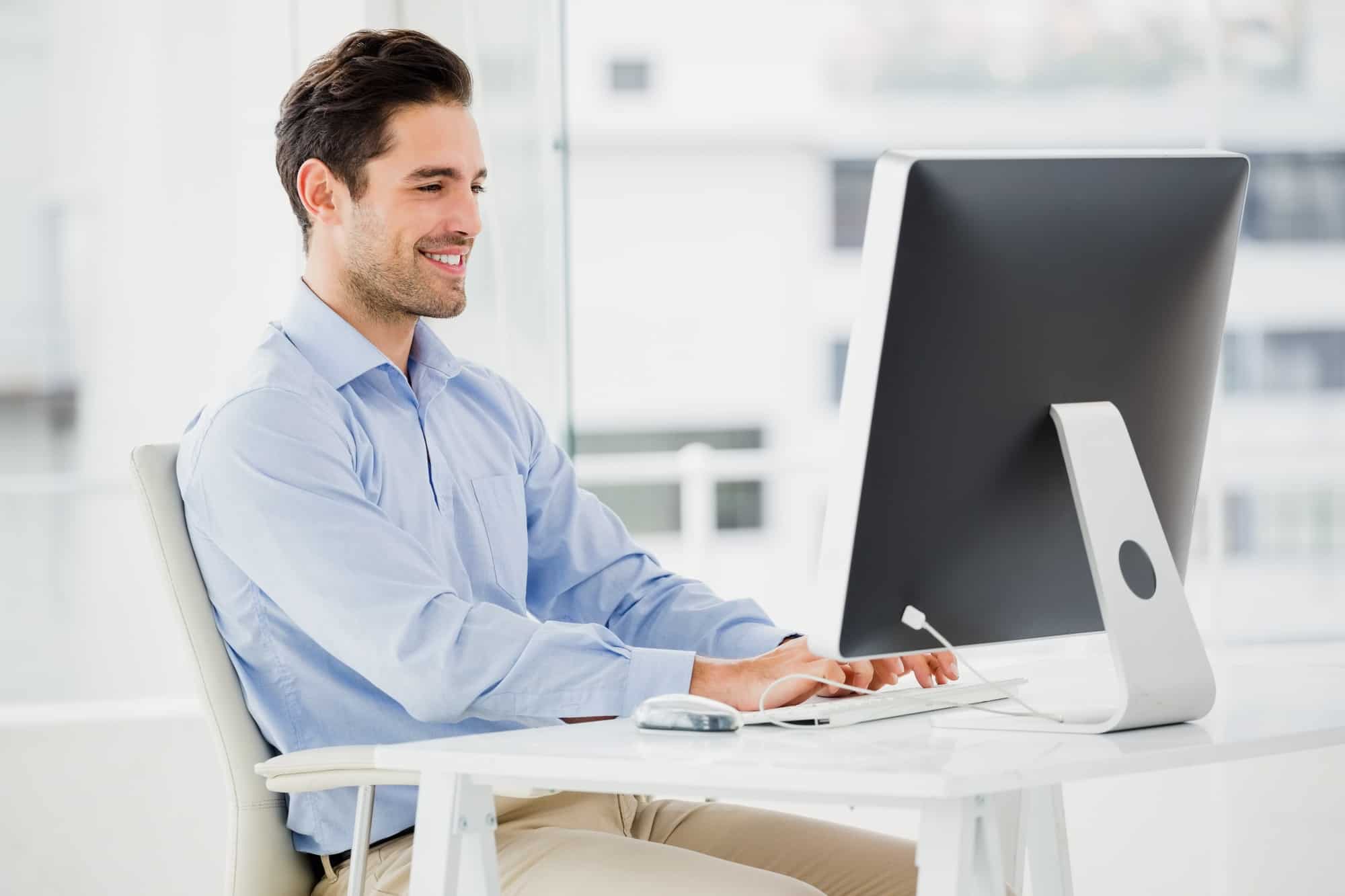 Businessman working on computer
