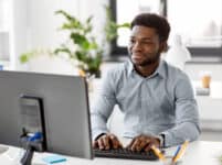 Business people and technology