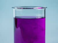 Potassium Permanganate Solution On A Blue Background
