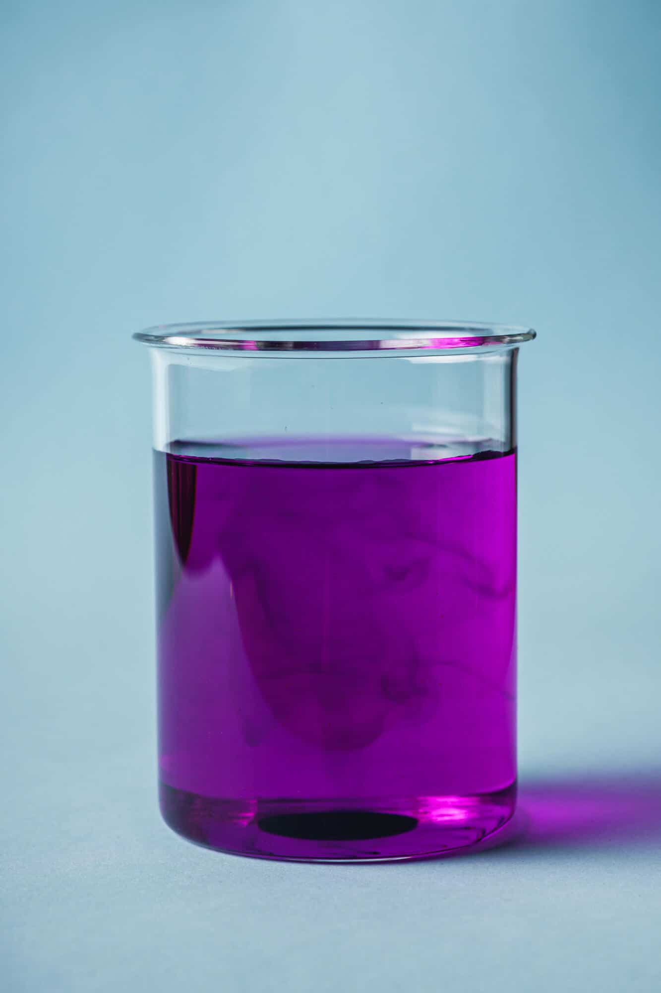 Potassium Permanganate Solution On A Blue Background