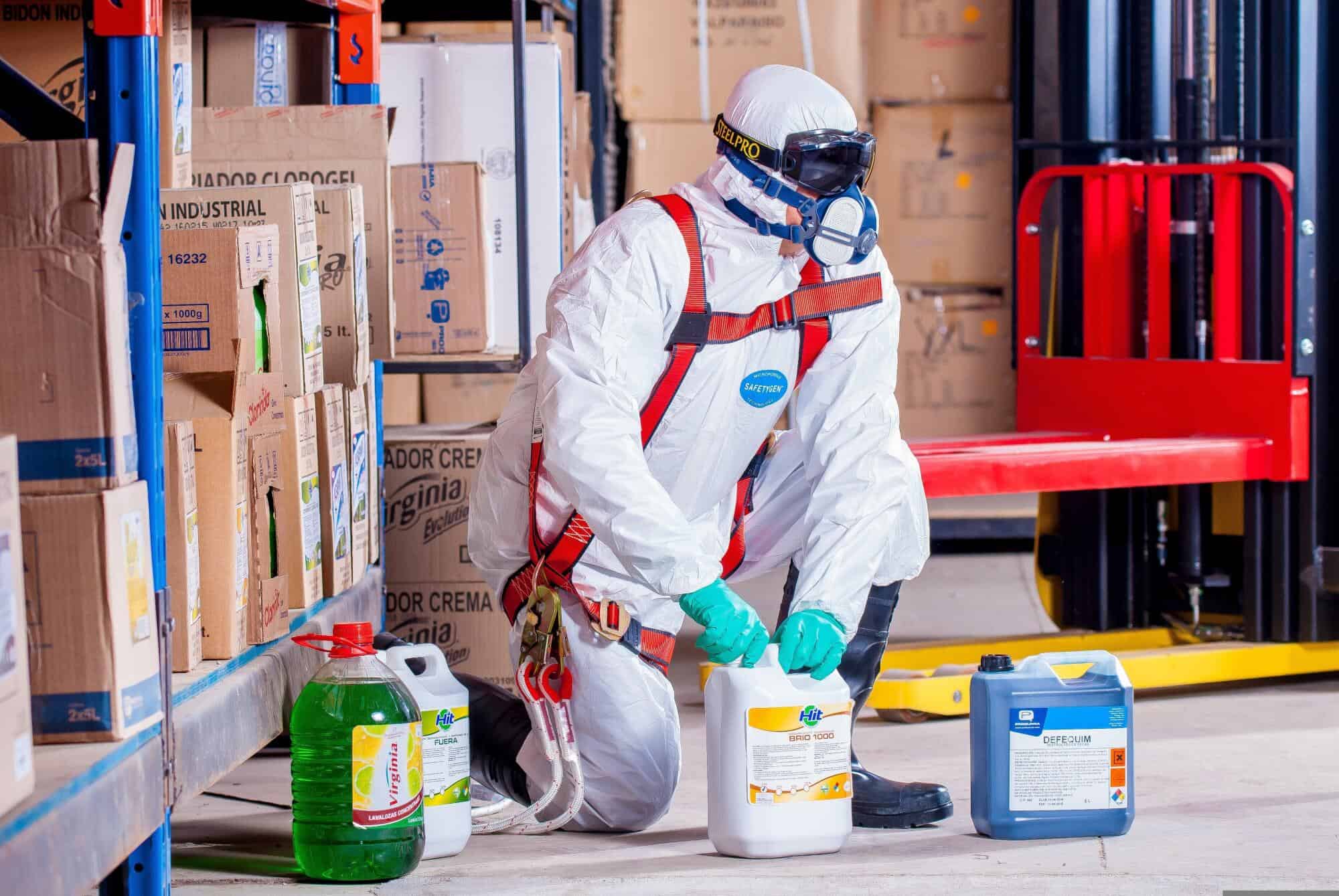 Person in chemical suit