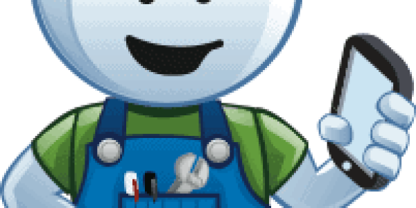 Safety Steve holding cell phone